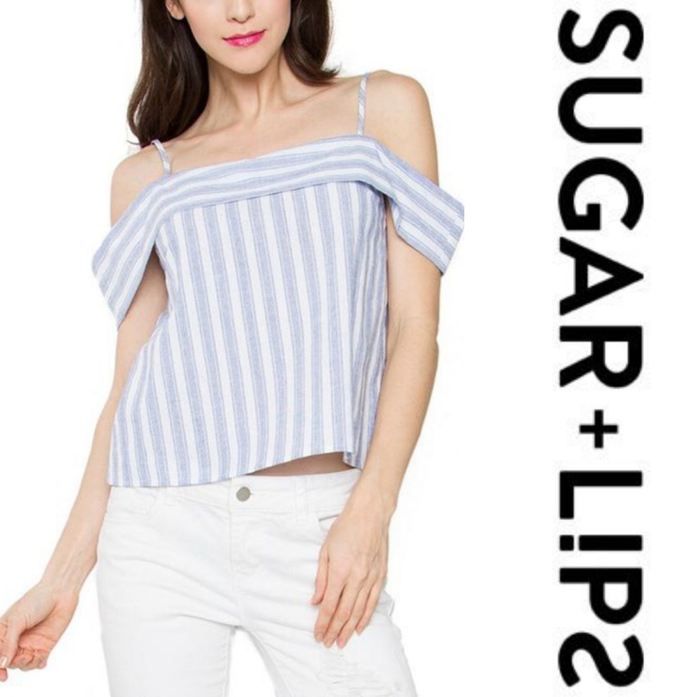 🆕🌱SUGARLIPS Jori Stripe Open Shoulder Top